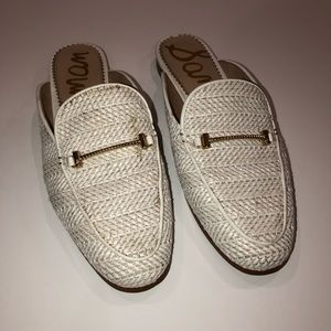 SAM EDELMAN White Woven Laurna Mules 9.5